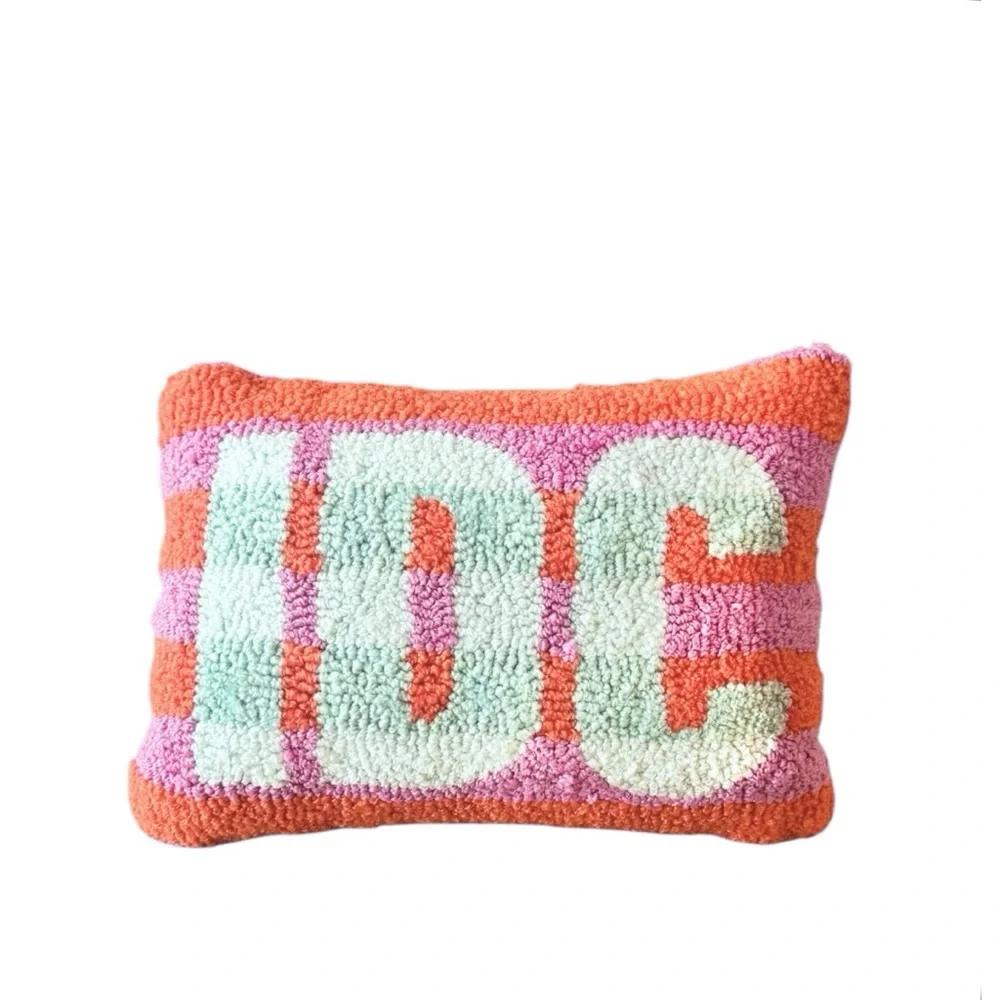 NWT FURBISH “IDC” Small Embroidered Decorative Throw Pillow 9x12
